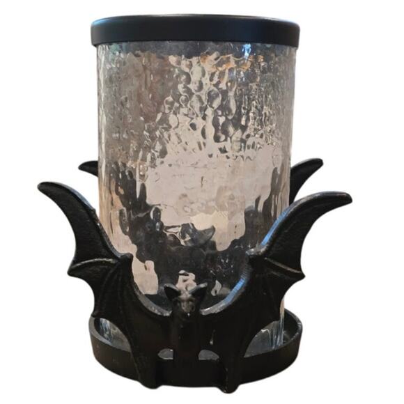 Rachel Zoe Bat Hurricane Glass Candle Holder – Halloween Decor – NEW - Picture 1 of 3